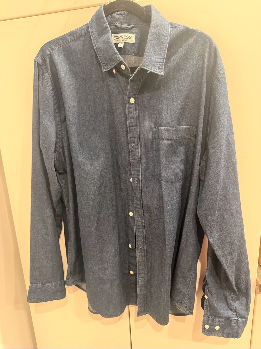 Express Men's Indigo Denim Button-Down Shirt